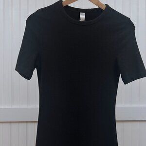American Apparel Women's Black Short Sleeve Mini Dress Classic Sheath Bodycon